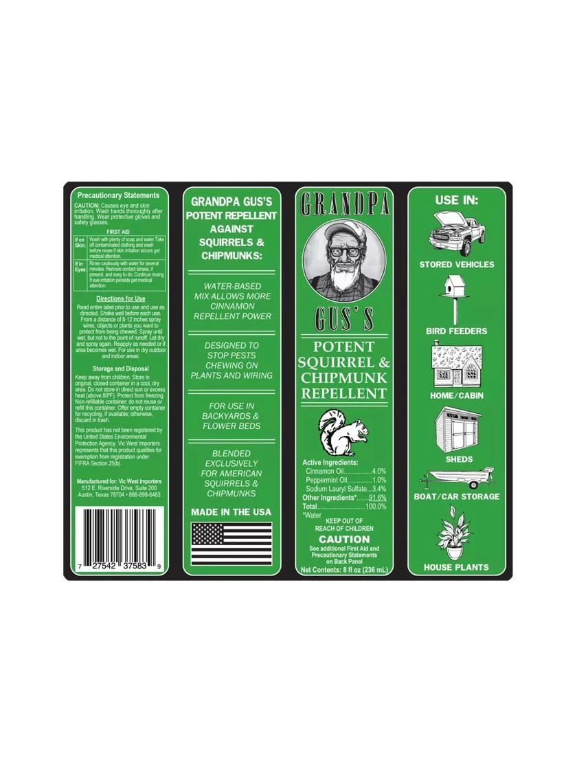 Grandpa Gus's Squirrel And Chipmunk Repellent Spray 2 Grandpa Gus's Squirrel And Chipmunk Repellent Spray - Image 2