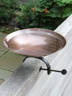 Achla Designs Burnt Copper Birdbath With Over-the-Rail Bracket