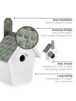 Classic Cottage Bird House With Verdigris Copper Roof 5 Classic Cottage Bird House With Verdigris Copper Roof -Garden Tools Sales 8609893 03v